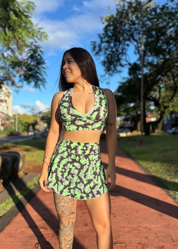 Shortpollera estampado verde/negro