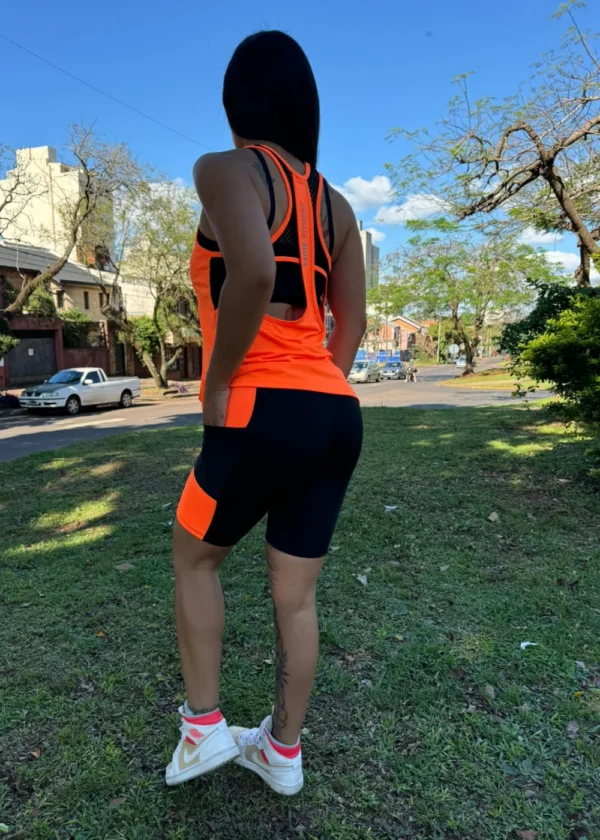 Calza biker negro/naranja flúor
